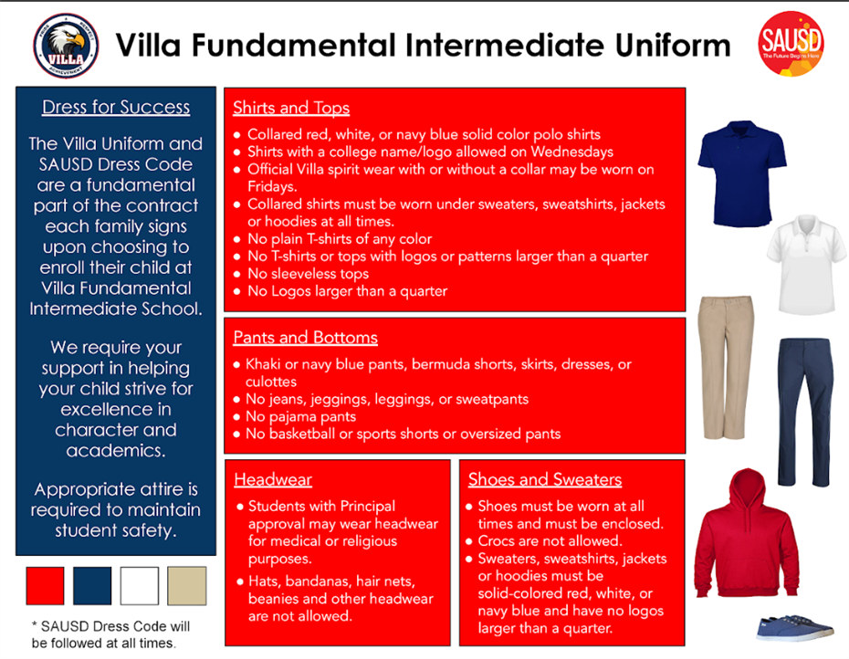 Villa Dress Code for the 24-25 School Year